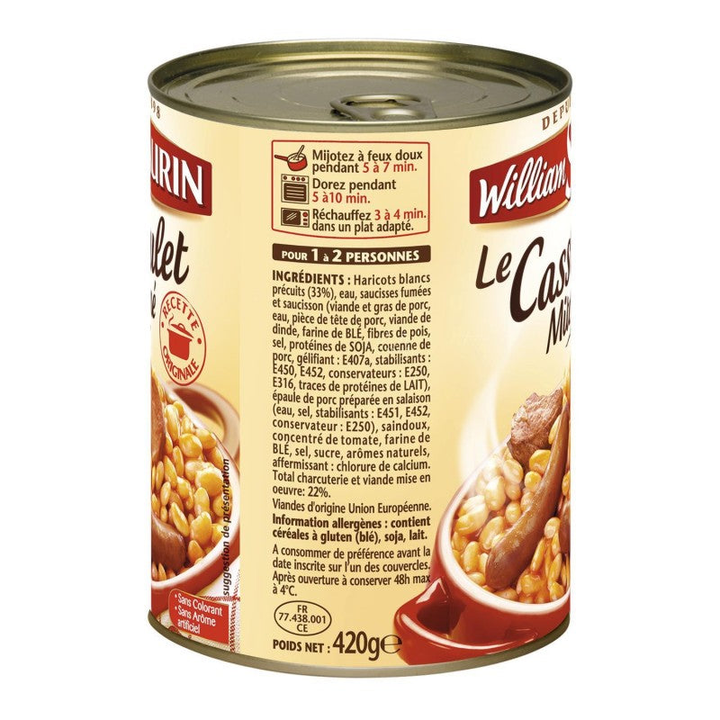 WILLIAM SAURIN Cassoulet Mitonné - Plat Cuisiné 420G - Marché Du Coin