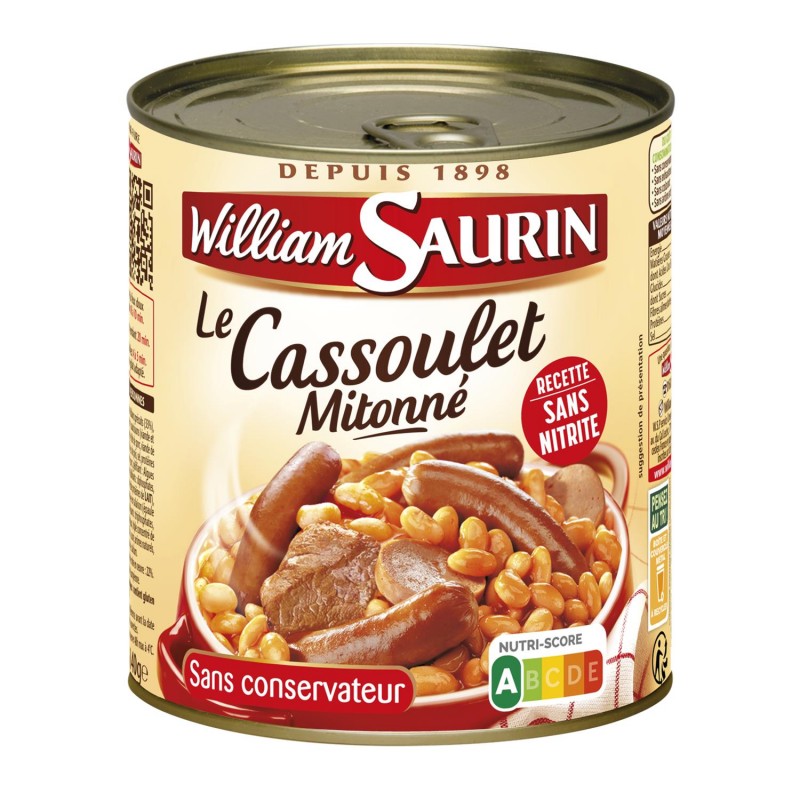 WILLIAM SAURIN Cassoulet Mitonné - Plat Cuisiné 840G - Marché Du Coin
