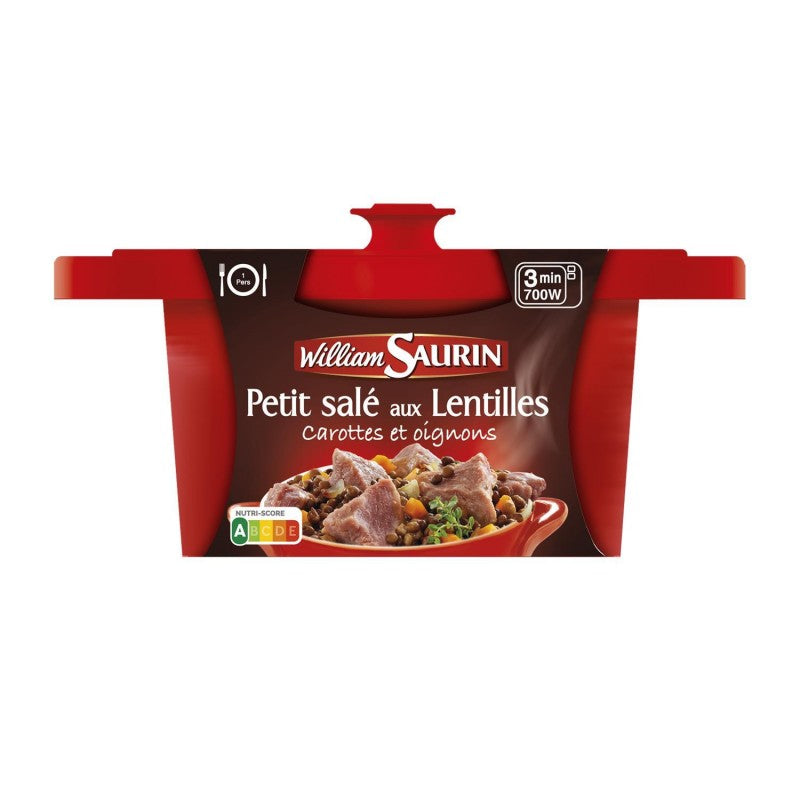 WILLIAM SAURIN Cocotte Petit Salé Aux Lentilles Carottes Et Oignons - Plat Micro-Ondes 400G - Marché Du Coin