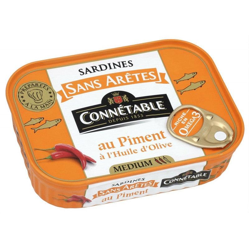 CONNÉTABLE Sardines Sans Arêtes Au Piment À L'Huile D'Olive Vièrge Extra 140G - Marché Du Coin