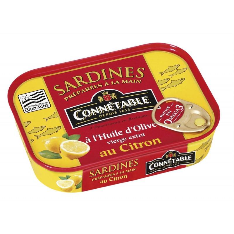 CONNÉTABLE Connétable 1/5 Sardines À L'Huile D'Olive Vierge Extra Et Au Citron 135G - Marché Du Coin