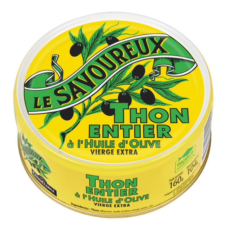 LE SAVOUREUX Thon Albacore À L'Huile D'Olive Vierge Extra 160G - Marché Du Coin