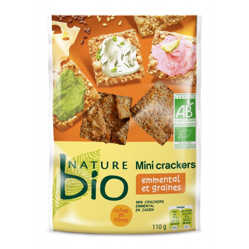 NATURE BIO Mini Crackers Emmental Et Graines 110G - Marché Du Coin