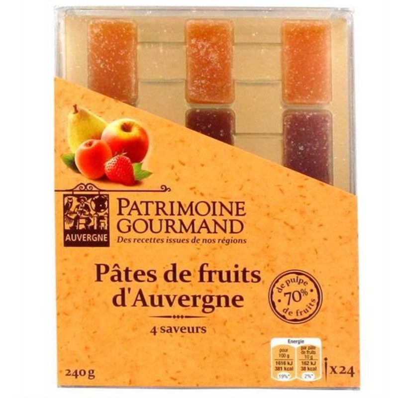 PATRIMOINE GOURMAND Pâtes De Fruits D'Auvergne 4 Saveurs 240G - Marché Du Coin