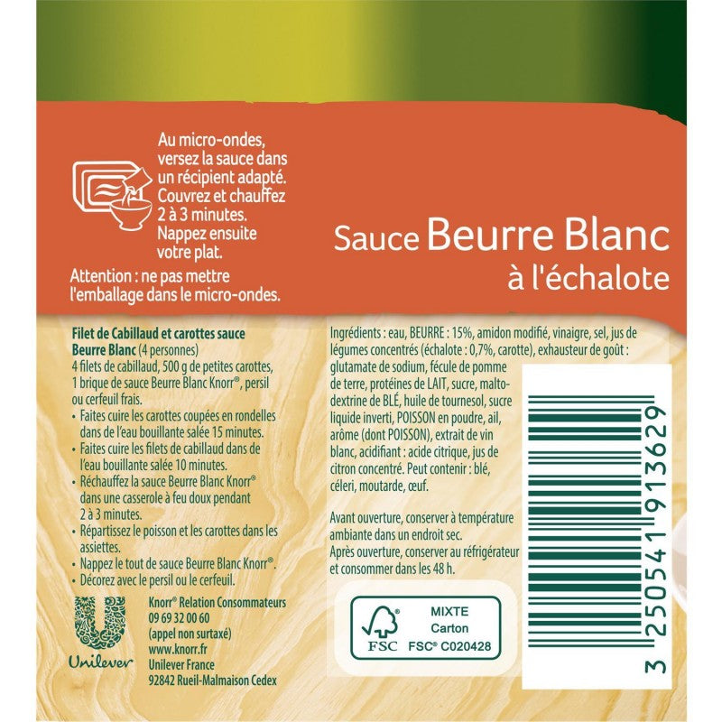 KNORR Sauce Surfine Beurre Blanc 30Cl - Marché Du Coin