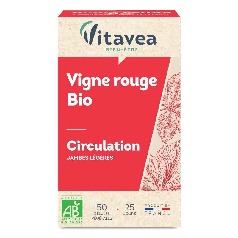 VITAVEA Vigne Rouge Bio 50 Gélules 19G - Marché Du Coin