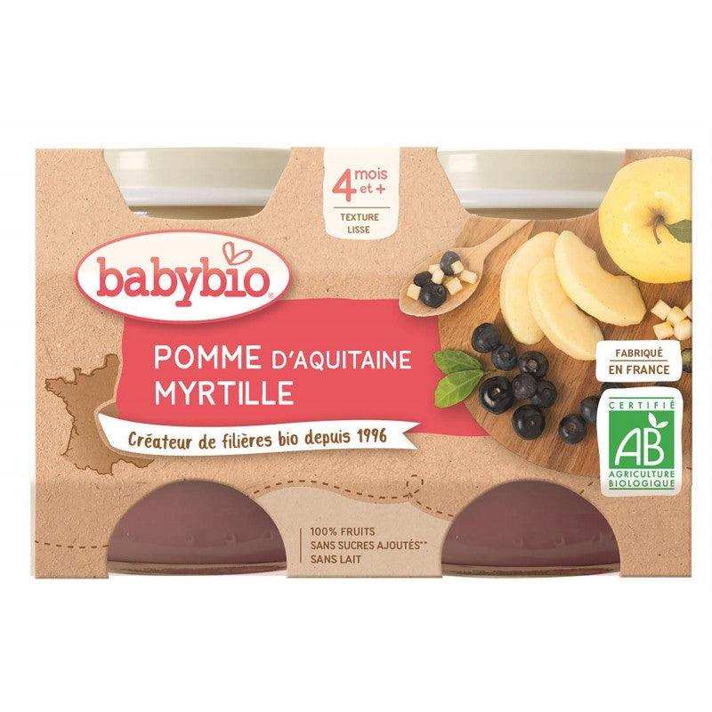 BABYBIO Pot Pomme Myrtille Sans Gluten Dès 4 Mois 2X130G - Marché Du Coin