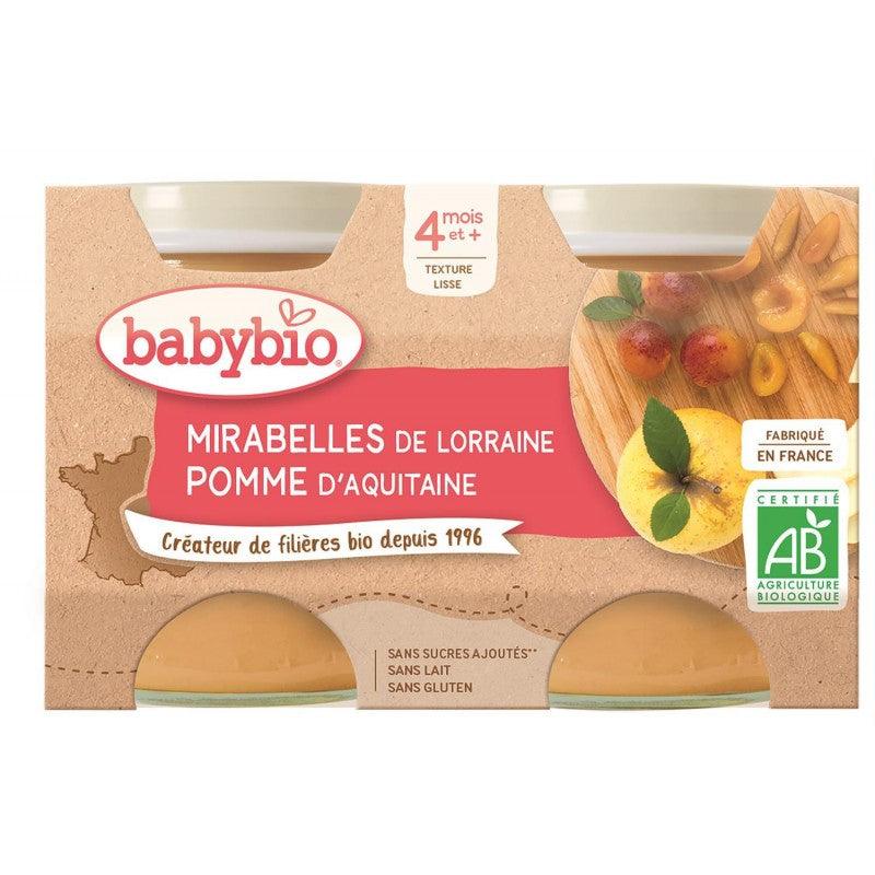 BABYBIO Pot Mirabelle Pomme Bio - Sans Gluten 4 Mois 2X130G - Marché Du Coin