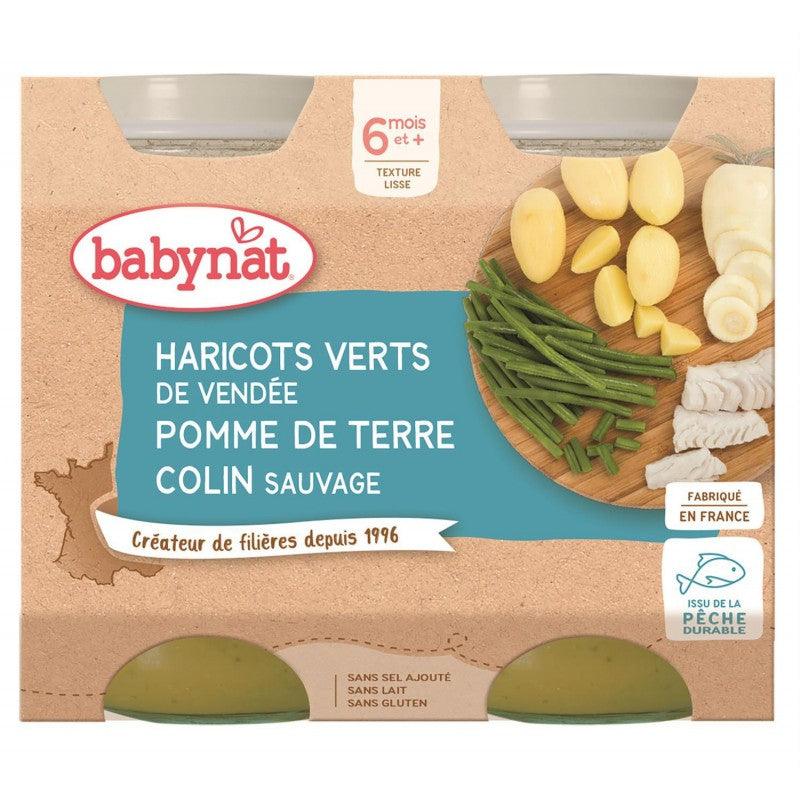BABYNAT Légumes Haricots Verts Pomme De Terre Colin Sauvage Sans Gluten Dès 6 Mois 2X200G - Marché Du Coin